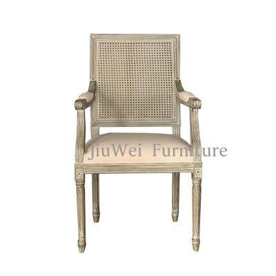 Hot Sale French Style Provincial Dining Room Furniture Ratten Stackable Wooden Chairs