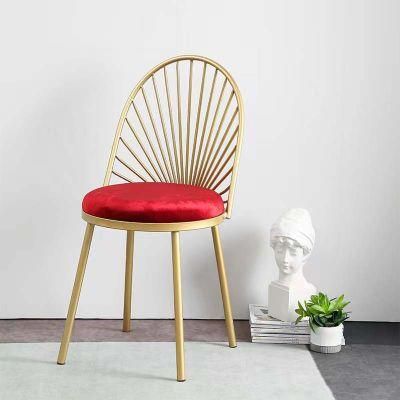 Factory Directly Luxury Design Modern Fabric Dining Chairs with Metal Legs