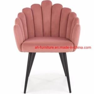 Upholstered Pink Velvet Dining Chair with Armrest