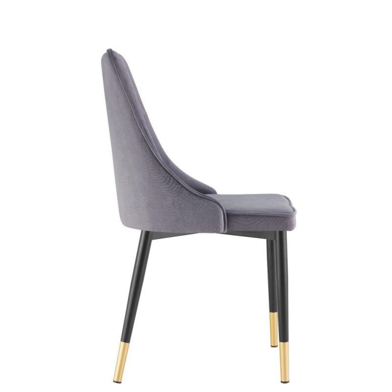 French Restaurant Room Luxury Modern Designer Upholstered Velvet Upholstery Metal Leg Tufted Pink Dining Chairs