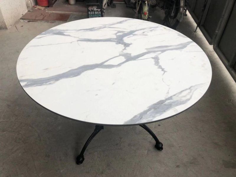 Coffee Shop Furniture Round Artifical Marble Dining Table Top