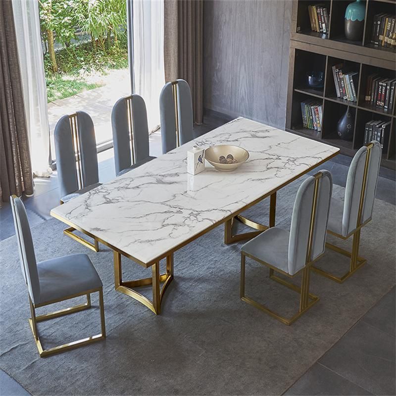 Nordic Light Luxury Marble Metal Dining Table Combination Modern Minimalist