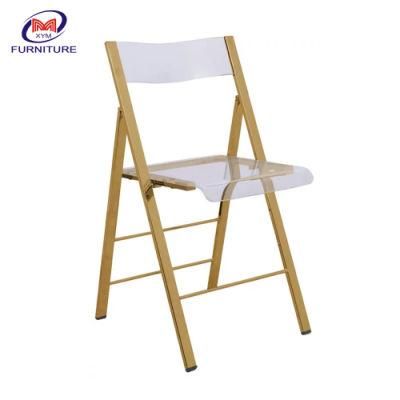 Eevnt Furniture Modern Stainless Steel Frame Acrylic Clear Folding Dining Chair