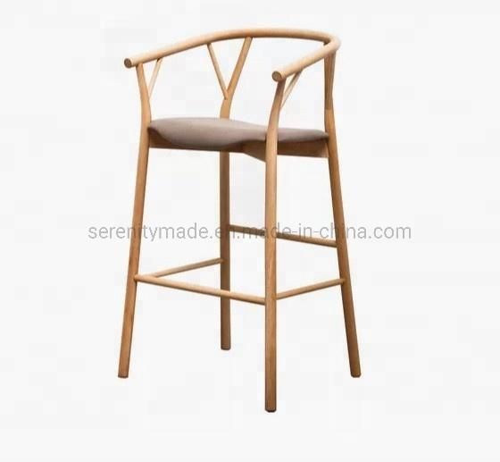 Vintage Styled Dining Restaurant Furniture Wooden High Bar Stool with Seat Pad