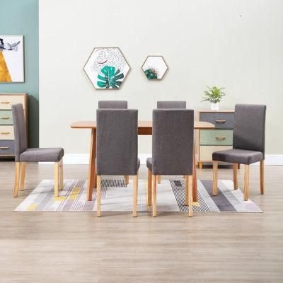 Factory Wholesales High Quality Dining Room Hotel Restaurant Furniture 6 PCS Wood with Taupe Fabric Dining Chairs