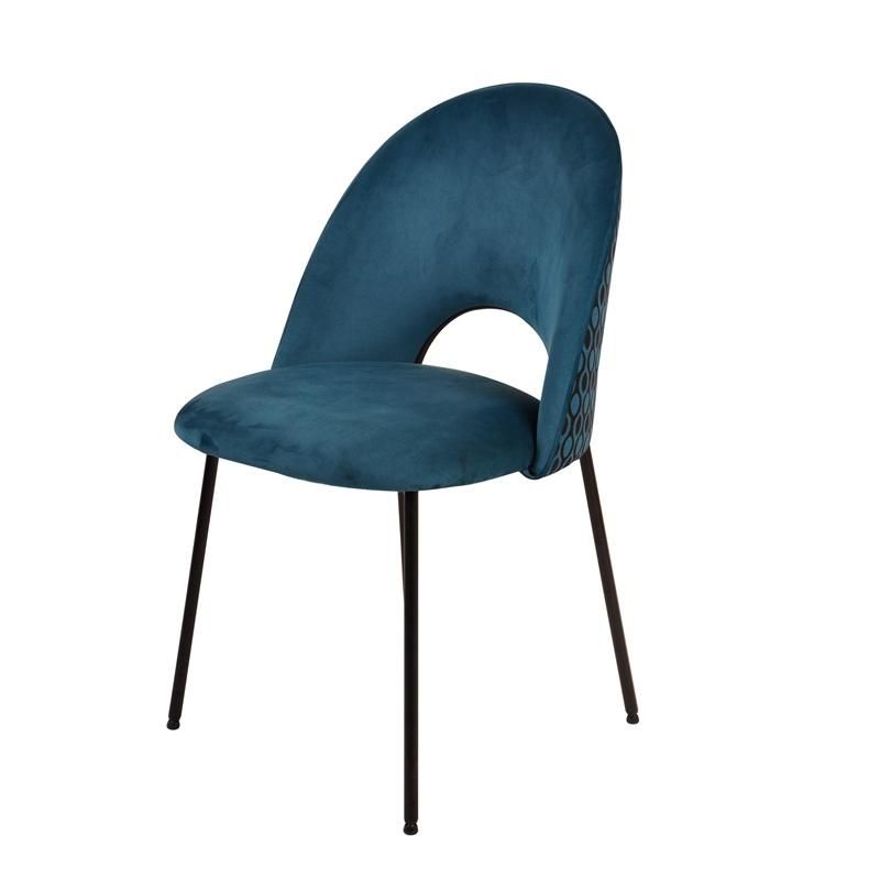 Luxury Furniture Upholstered Colorful Velvet Blue Dining Chair with Arm Rest