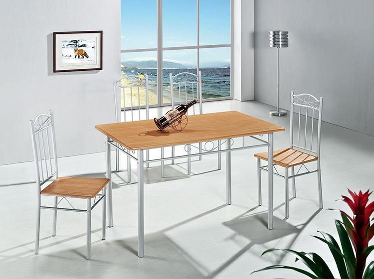 Malaysia Steel Wood Kitchen Dining Table 4 Chairs Marble PVC Dining Table Set 1+6