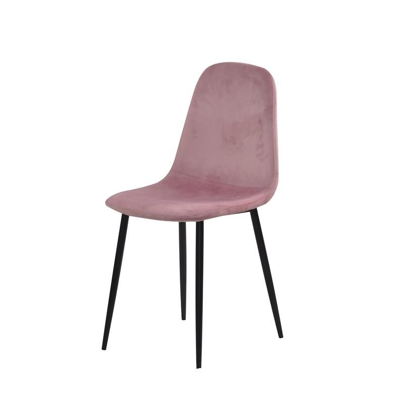 Customization Fabric Back Dining Chair with Metal Tube Black Legs