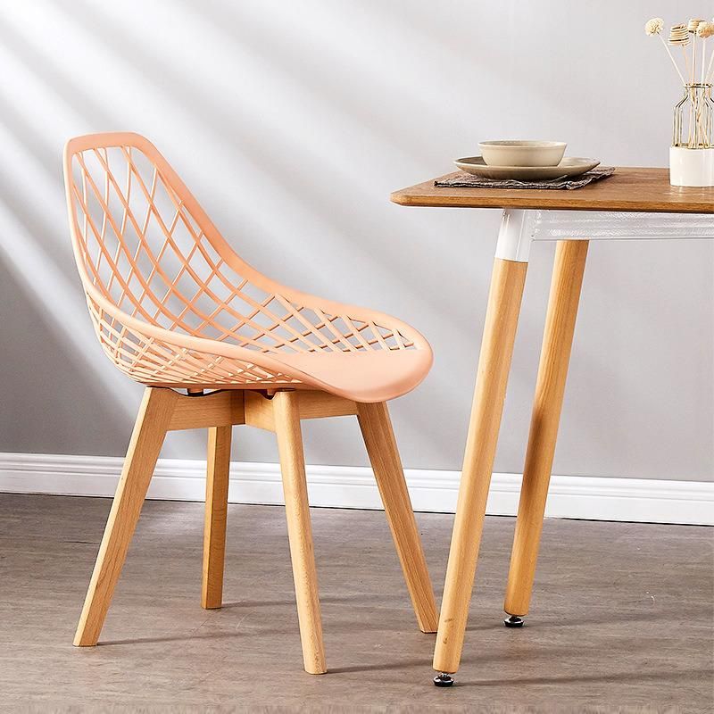 Hot Sale in Poland Plastic Chairs Polypropylene Dining Chair with Wooden Legs