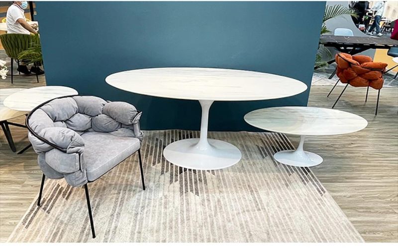 Fashionable Cheap Sintered Stone Nordic Tulip Dining Table Set Ceramic Round