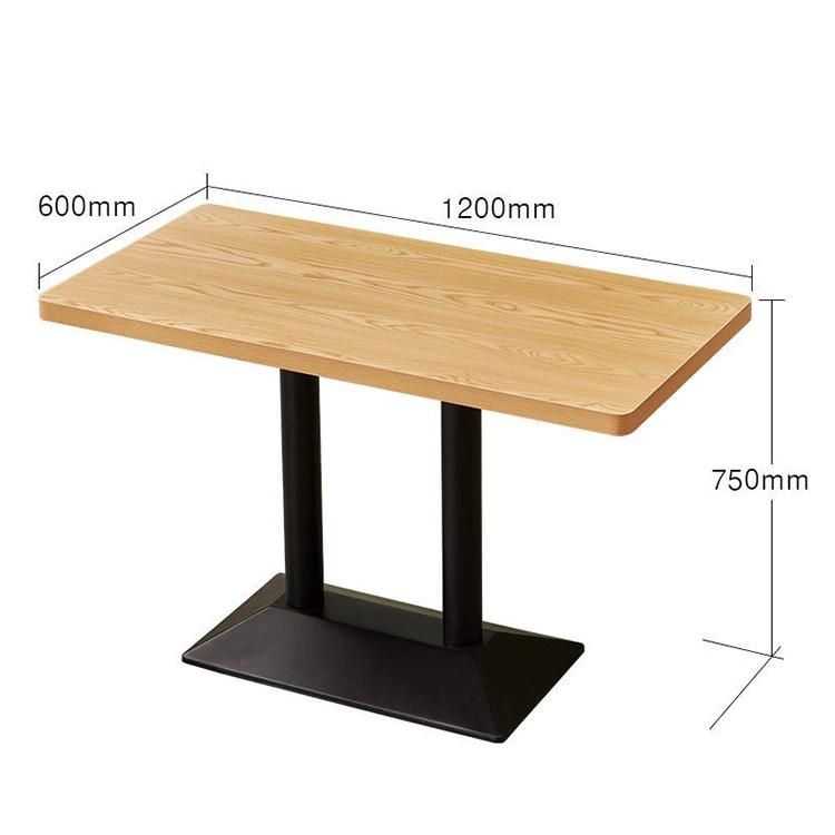 Western Restaurant Cafe Metal Base MDF Rectangular Table