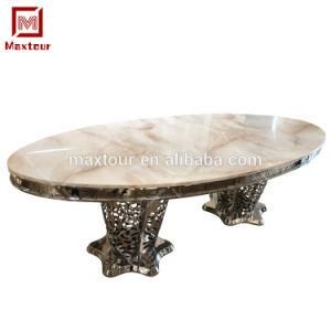 Hot Sale Silver Stainless Steel Frame Oval Shape Wedding Dining Table