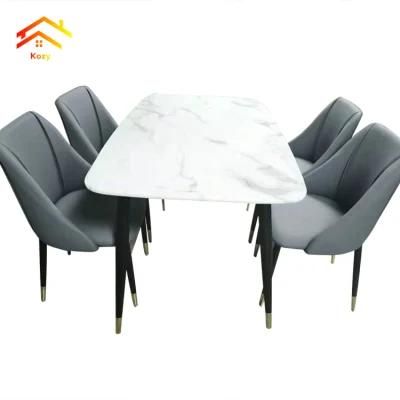 Modern Marble Counter Top Wrought Iron Dining Table High End Customization Restaurant Tables
