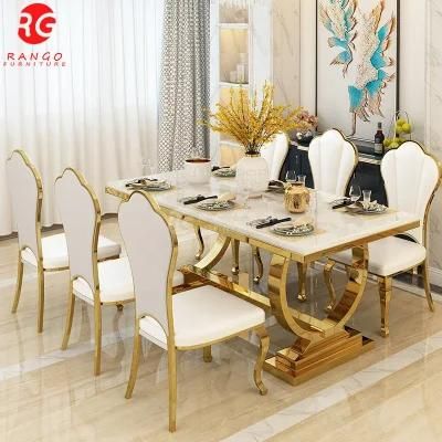 Foshan Factory Pedestal Dining Table Big Dining Table Acrylic Dining Table with 6 Chairs