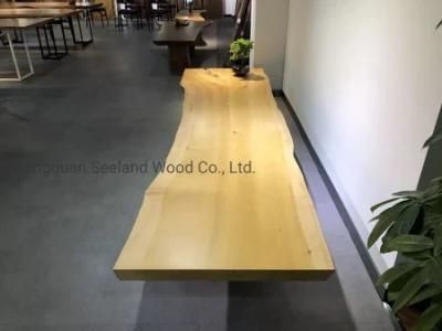 Custom Size Walnut/Ginkgo Wooden/Wood Dining Table Top with Live Edge for Furniture