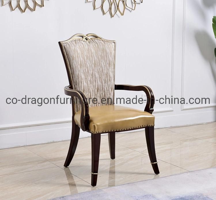 Chinese Style Furniture Wooden Leather High Back Dining Chair Sets