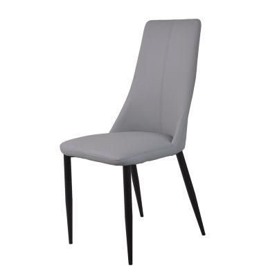 Dining Room Furniture Restaurant Modern Design Upholstered Soft PU Leather Dining Chairs with Powder Coated Legs