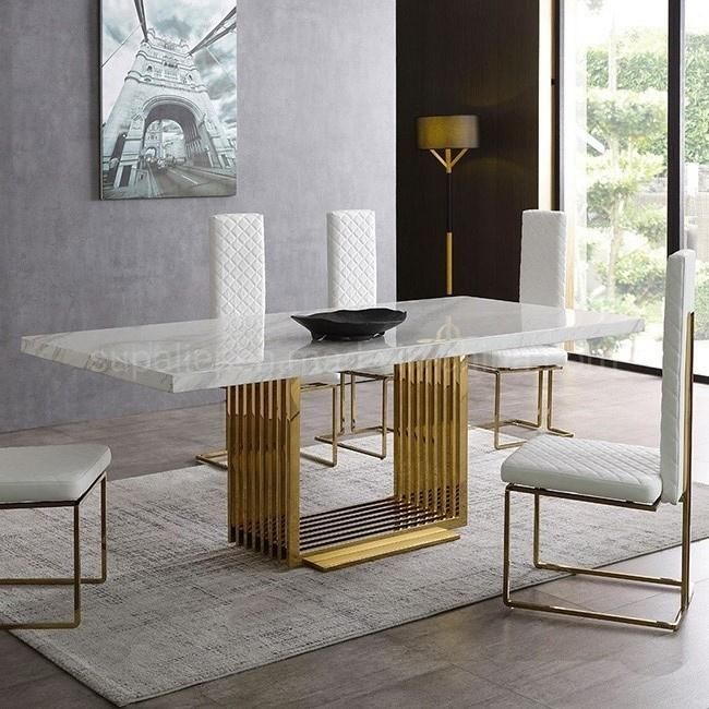 2020 Promotion Gold Chromed Dining Table with Chairs Set