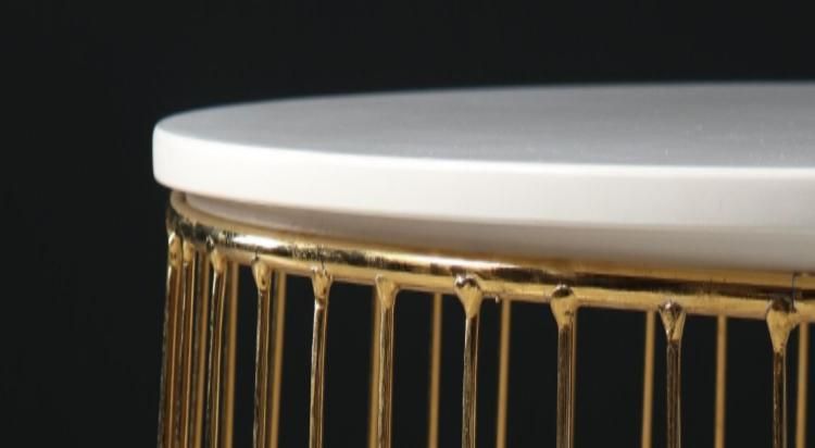 Modern Round Gold Metal Frame Storage Wood Removable Table Top Side Table for Living Room