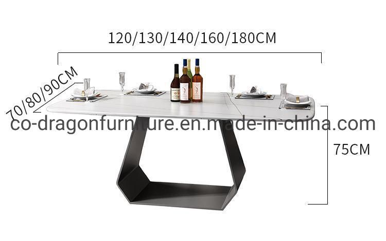 New Design Home Furniture Steel Dining Table with Marble Top
