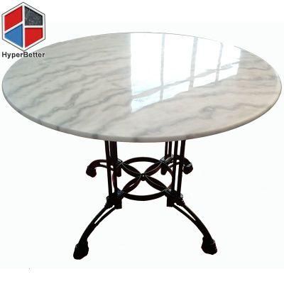 Factory Directly 6 Seater Marble Dining Tables Round with Wrought Iron Base