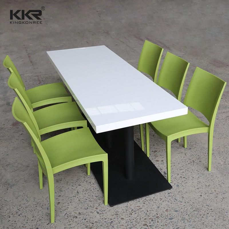 White Texture Veins Artificial Marble Stone Dinner Dining Tables with 8 Seaters and Chairs Tables