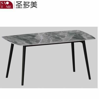 Modern Rock Board Furniture White Wax Wood Dining Table