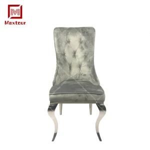 Europe Style Modern Velvet Dining Chair with Stainless Steel Frame