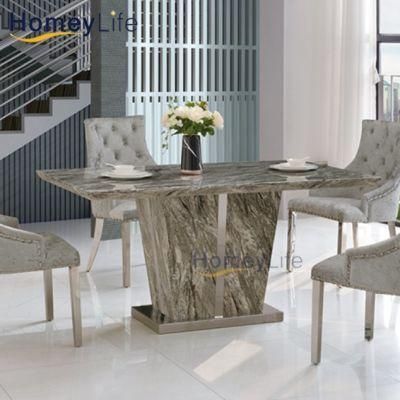 Home Furniture Antique Marble Dining Table with 6 Chairs