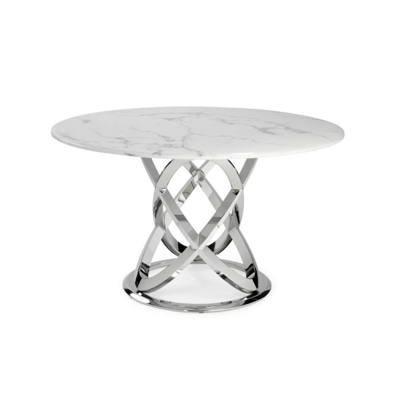 Modern Italian Style Designs Glass Table Luxury Dining Room Furniture Marble Top Stainless Steel Legs Table and Chair Sets Marble Coffee Table for Hotel/Banquet