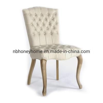 Elegant Soft Back Antique Style Solid Wood Upholstery Tufted Back Chair