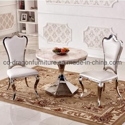 Modern Furniture Leather Stainless Steel High Back Wedding Dining Chairs