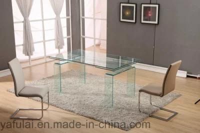 Multifunctional Furniture Modern Design Glass Top Extension Dining Table