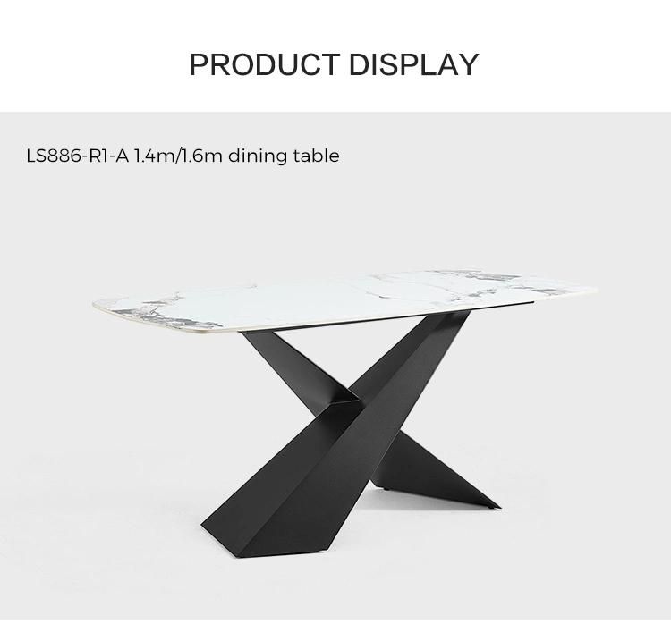 Linsy Luxury Modern Black Marble Dining Table Ls886r1