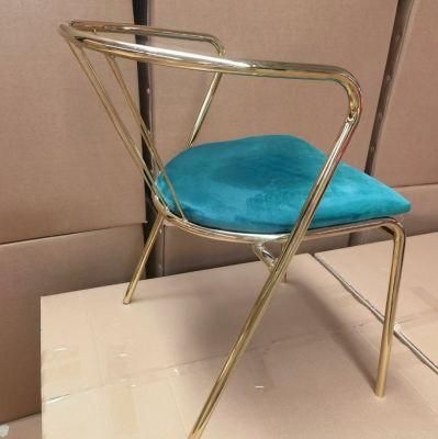 Modern Luxury Backing Stainless Steel Frame Chair Velvet Fabric Metal Legs Dining Chair for Restaurant