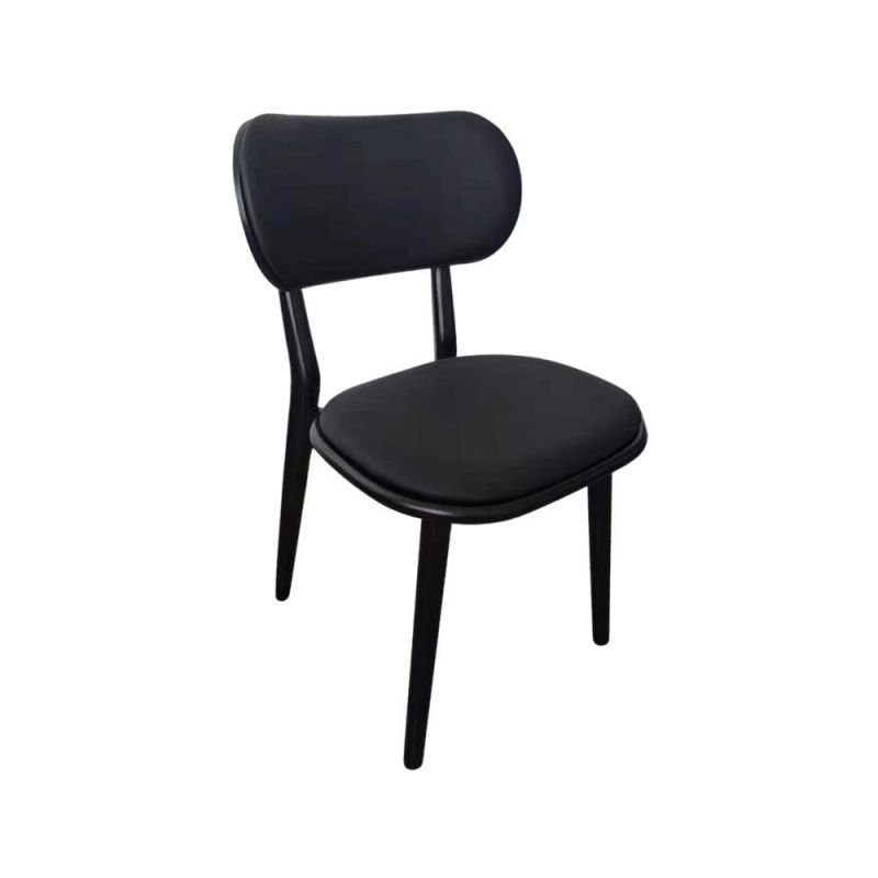 Timber Bistrol Chair Black Leather Wholesale Restaurant Cafe Shop Dining Chair