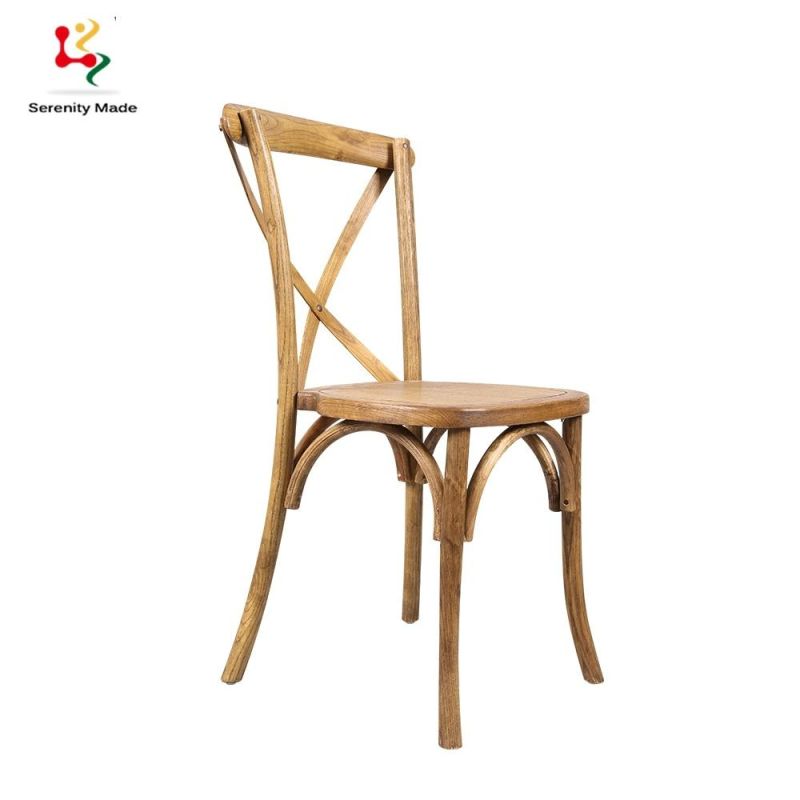 Wholesale Event Furniture Outdoor Cross Back Wedding Chair Modern Wood Banquet Chair