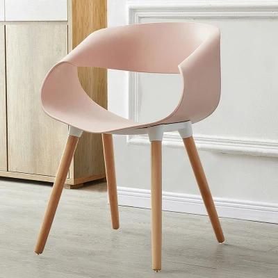 Nordic Simple Cotton Back Wood Leg Furniture Plastic Dining Chair