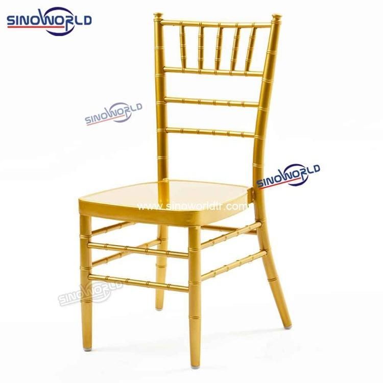 New Design Stacking Restaurant Wedding Stackable Iron Tiffany Gold Metal Chiavari Chair