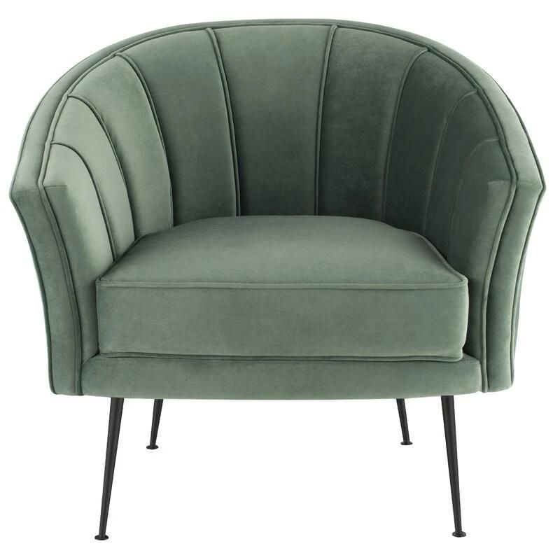 American Style Wooden Furniture Upholstered Velvet Fabric Tufted Back Dining Room Chair