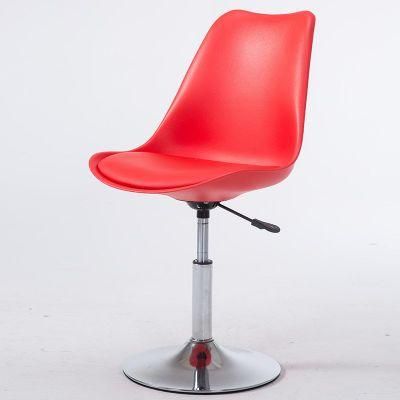 Factory Direct Sales Furniture Plastic Comfortable Modern Design Revolving Office Chair Red PU Leather Dining Chair for Kitchen