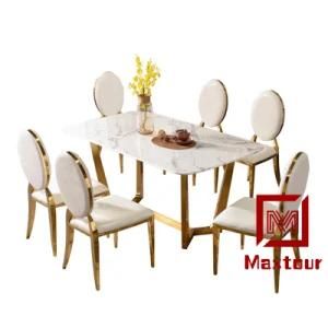 High End Dining Room Marble Dining Table Gold