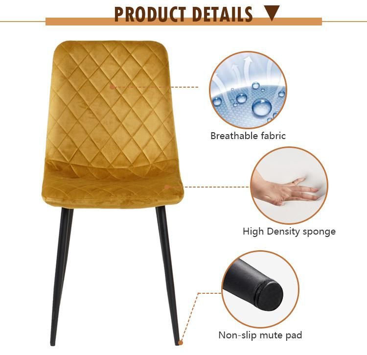 Luxury Modern Style PU Leather Covers Dining Chair with Golden Chrome Leg