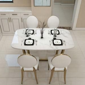 Modern Dining Furniture Marble Dinner Table with Metal Frame (07#)
