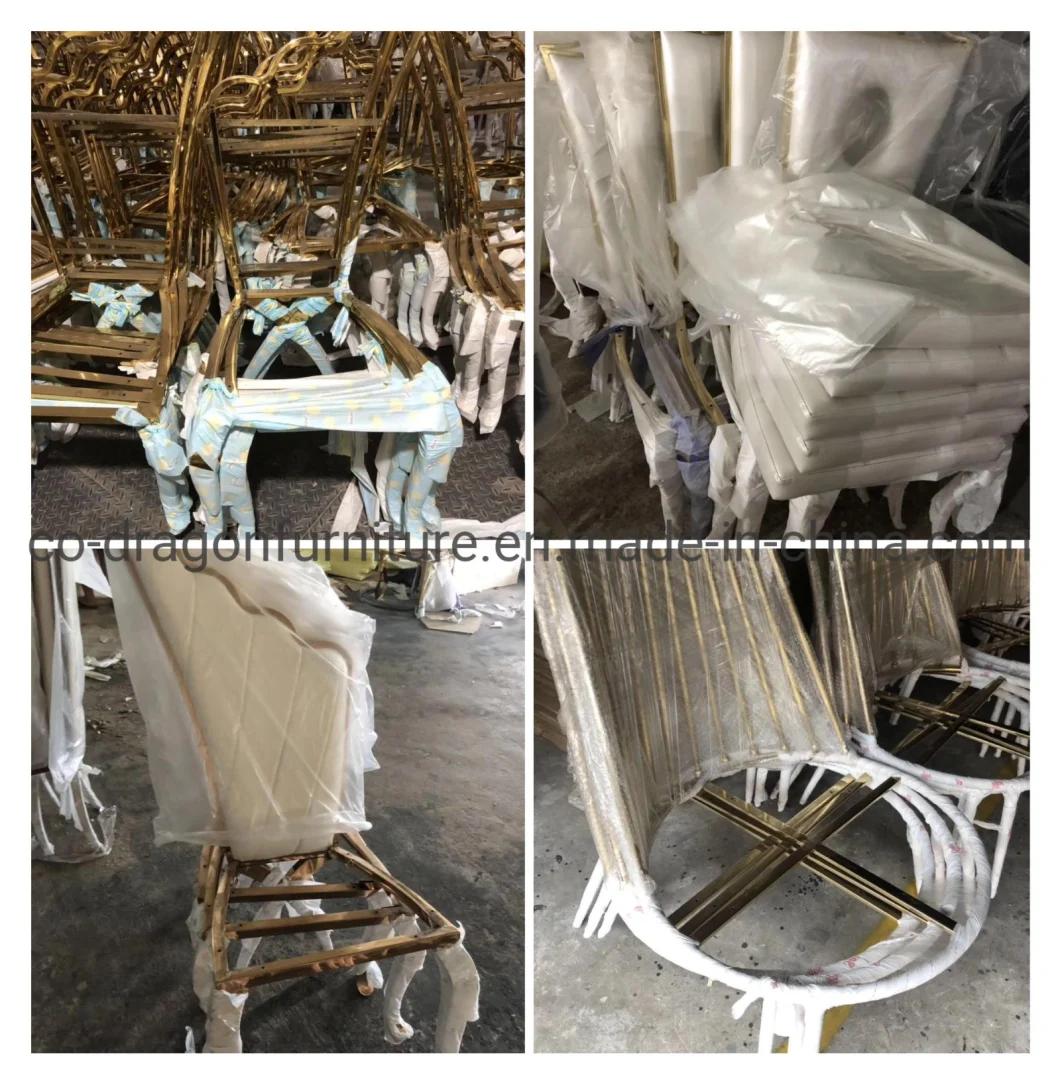 Wholesale Market Wedding Furniture Aluminum Frame High Back Dining Chair