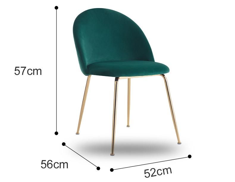 New Design Hot Sale Luxury Dining Room Furniture Chair Velvet Fabric Dining Chairs with Powder Coating Legs