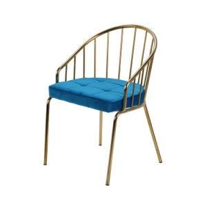 Simple Design Velvet Seat Back with Golden Legs Dining Chair