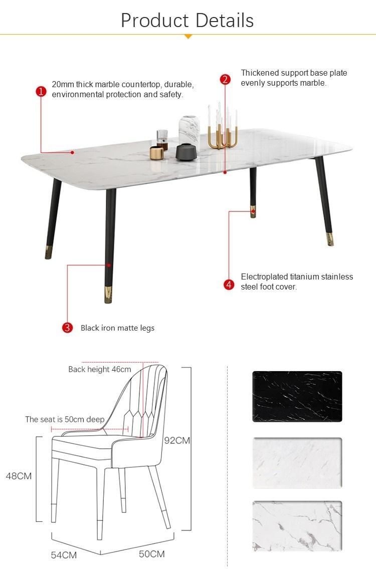 Small Apartment Metal Frame Marble Dining Table