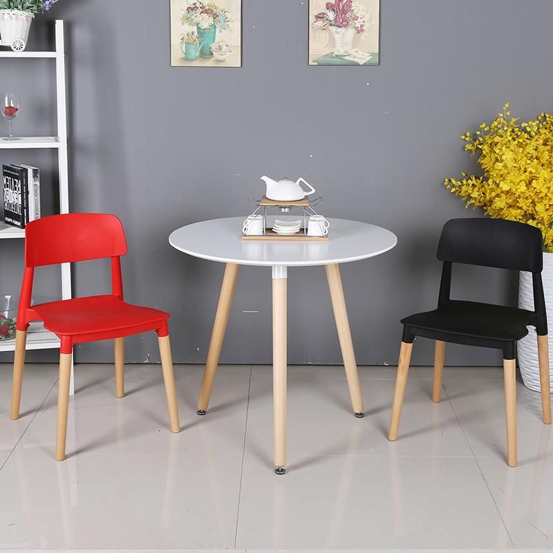 Promotion Italian Plastic Seat Beech Wood Leg Restaurant Home Furniture Dining Room Chair