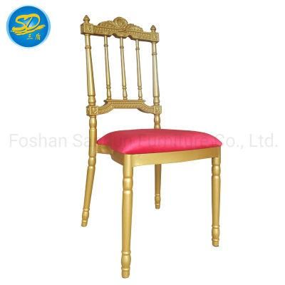 Hot Selling High End Metal Gold Painting Royal Crown Wedding Event Dining Chair